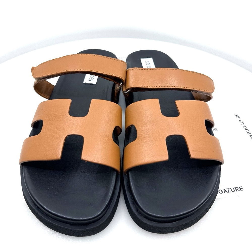 NIB Steve Madden Women’s Mayven Cognac Leather Sandals Size 7.5